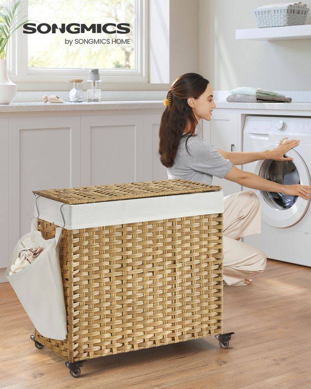 Songmics SONGMICS 140 L handgeflochtener Wäschekorb aus Polyrattan Lagerräumung