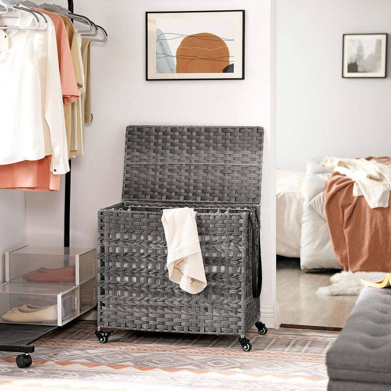 Songmics SONGMICS Handgeflochtener Wäschekorb aus Polyrattan Zeitlich begrenztes Angebot