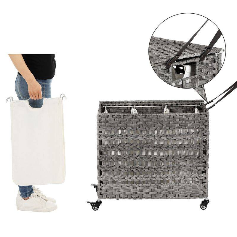 Songmics SONGMICS Handgeflochtener Wäschekorb aus Polyrattan Zeitlich begrenztes Angebot