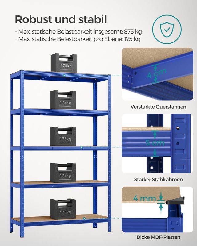 Songmics SONGMICS Schwerlastregal mit 5 verstellbaren Ablagen Kauf eins, bekomm eins gratis