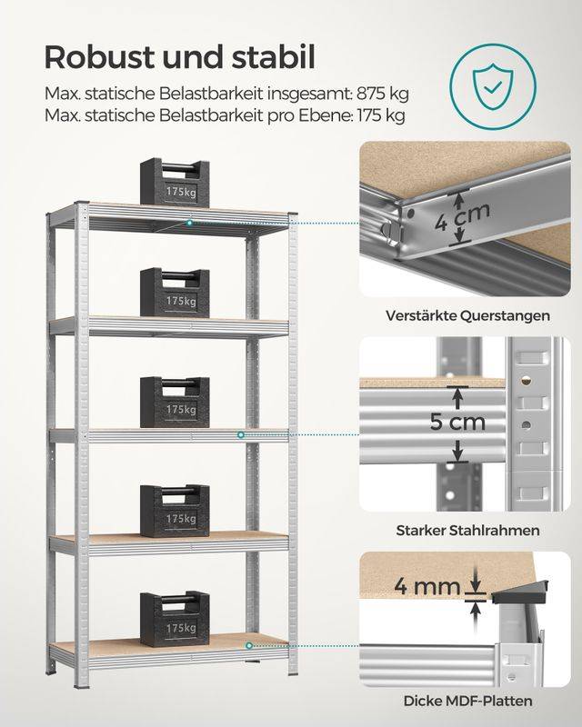 Songmics SONGMICS Schwerlastregal mit 5 verstellbaren Ablagen Riesige Ersparnisse