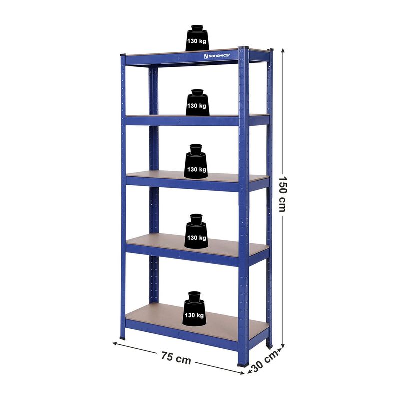 Songmics SONGMICS 2er Set Schwerlast-Regal 150 cm hoch blau Super Sparpreis