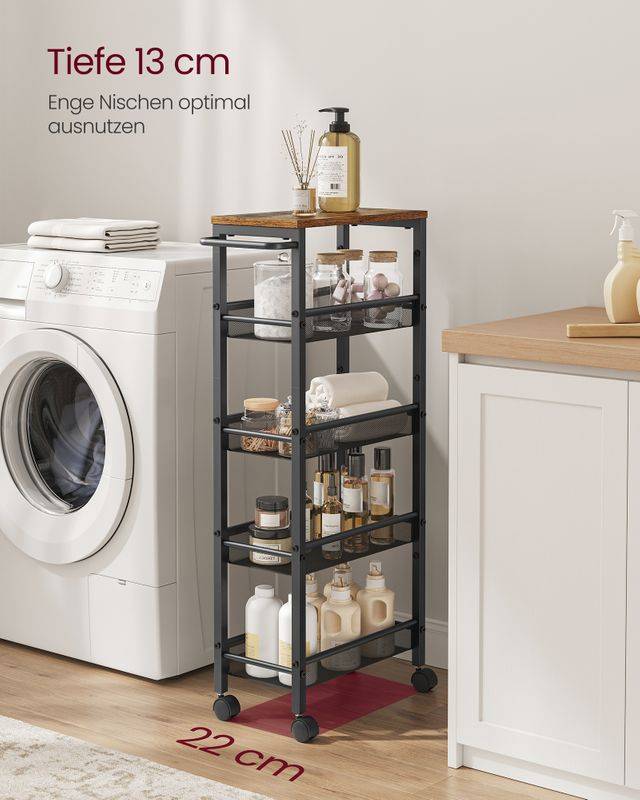 Songmics VASAGLE Rollwagen 5 Ebenen schmal vintagebraun-schwarz Wochenangebot