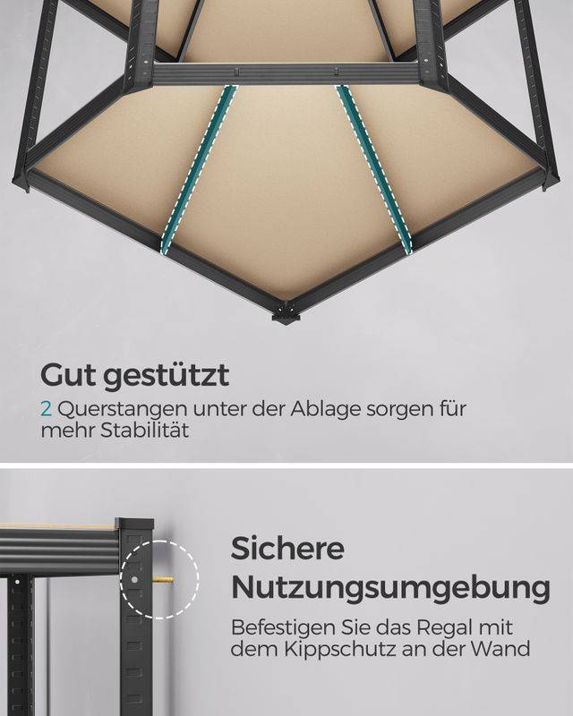 Songmics SONGMICS Eckregal bis 875 kg belastbar tintenschwarz-naturbeige Kostenlose Rückgabe
