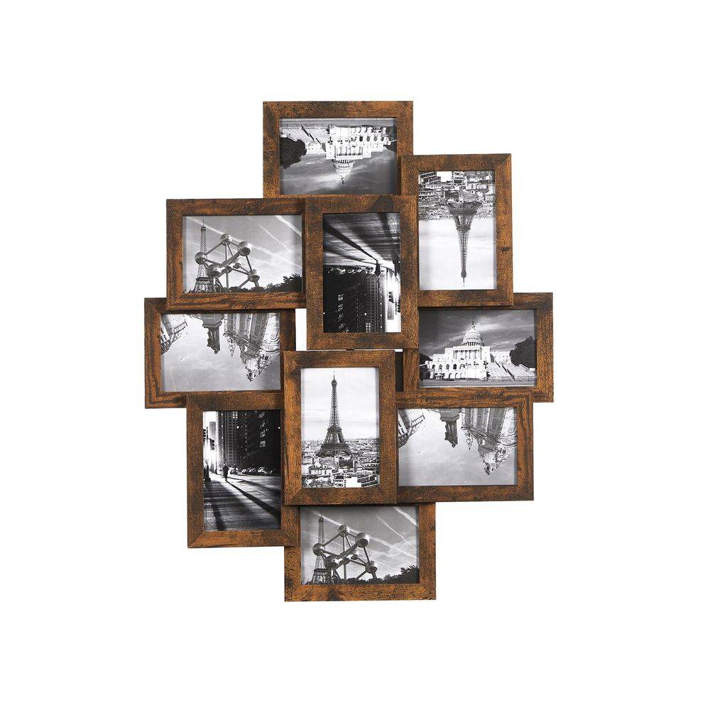 Songmics SONGMICS Bilderrahmen-Collage für 10 Fotos Vintagebraun