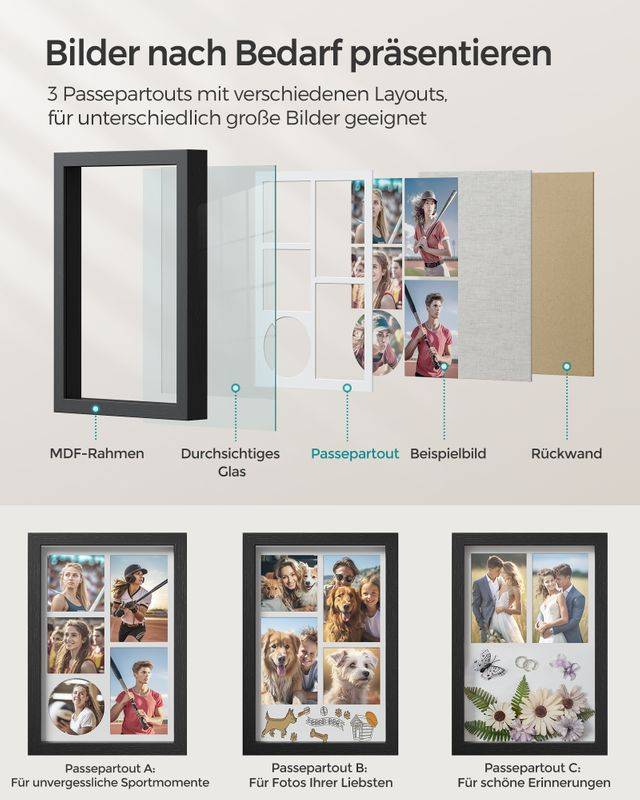 Songmics SONGMICS Fotorahmen zum Befüllen mit spurenlosen Wandhaken Clearance-Verkauf