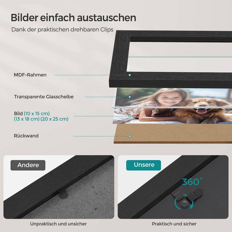 Songmics SONGMICS Bilderrahmen mit spurenlosen Wandhaken Fabrikladen