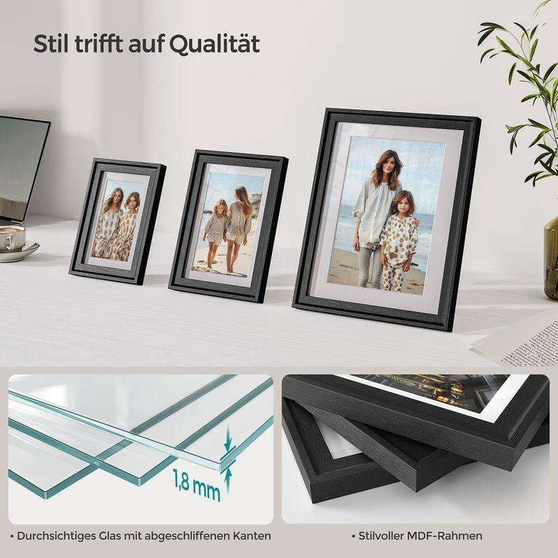 Songmics SONGMICS Bilderrahmen 7er Set mit spurenlosen Wandhaken aschschwarz Black Friday Preise