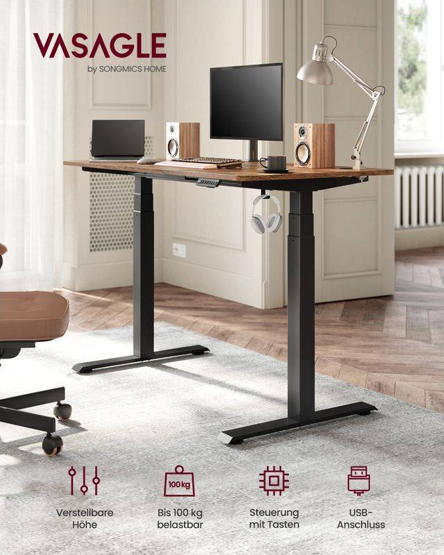 Songmics VASAGLE Höhenverstellbarer Schreibtisch elektrisch mit Memory-Funktion Outlet