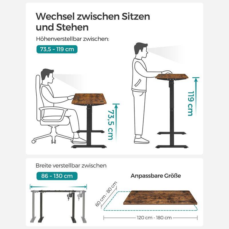 Songmics SONGMICS Stufenlos höhenverstellbarer Schreibtisch Angebote