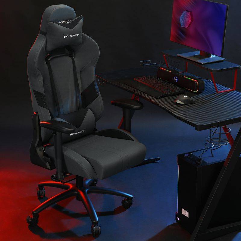 Songmics SONGMICS Gamingstuhl mit Lendenkissen Grau Flash Sale