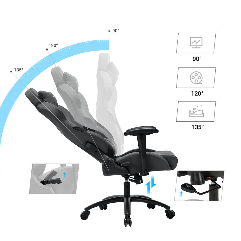 Songmics SONGMICS Gamingstuhl mit Lendenkissen Grau Flash Sale