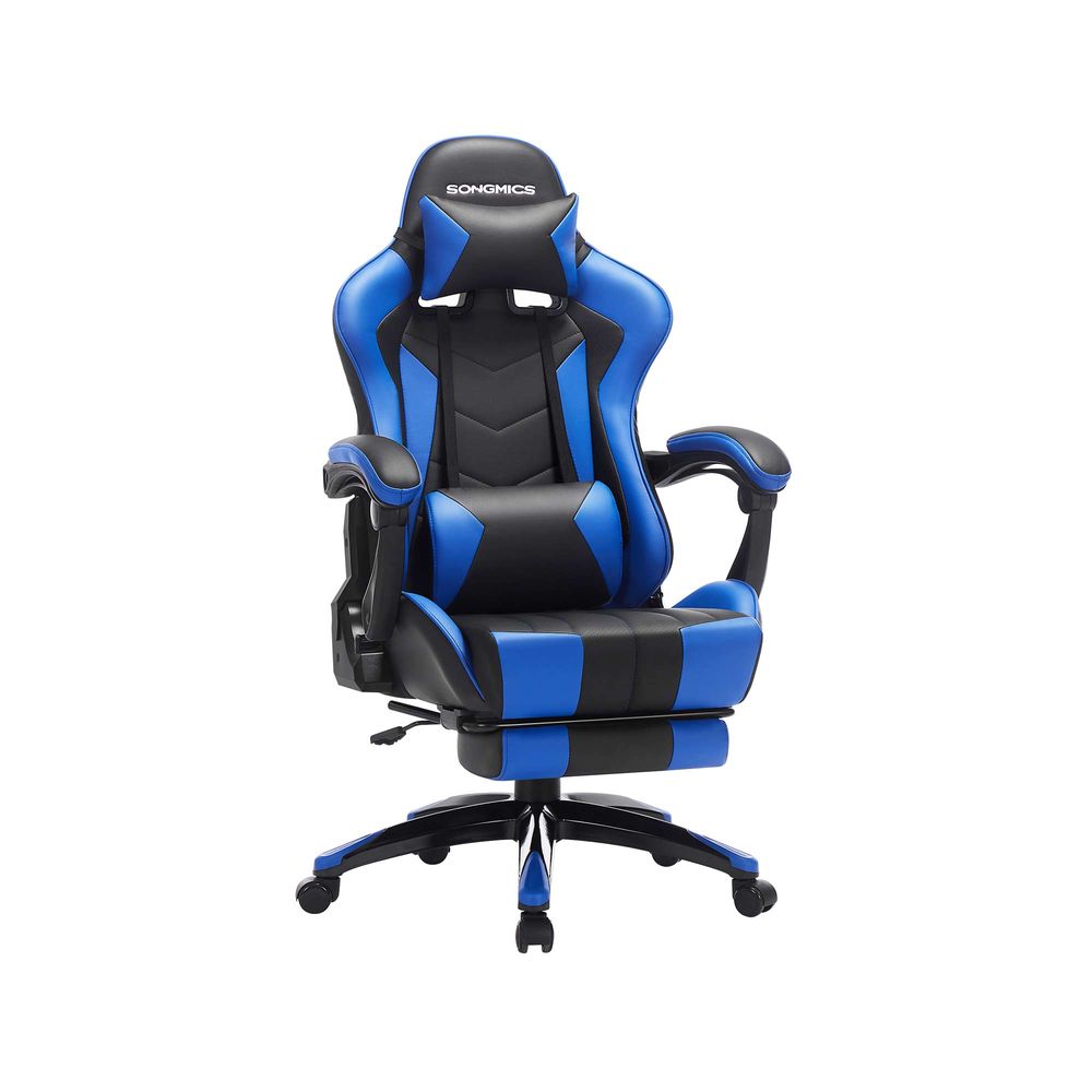 Songmics SONGMICS Gamingstuhl mit Fußstütze Schwarz-Blau Cyber Monday