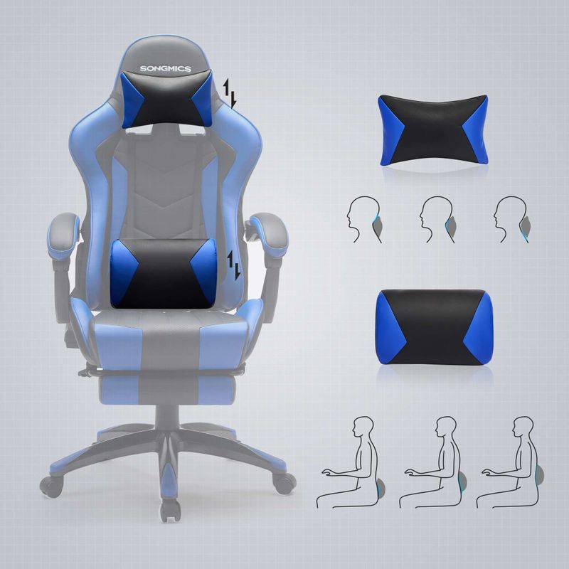 Songmics SONGMICS Gamingstuhl mit Fußstütze Schwarz-Blau Cyber Monday