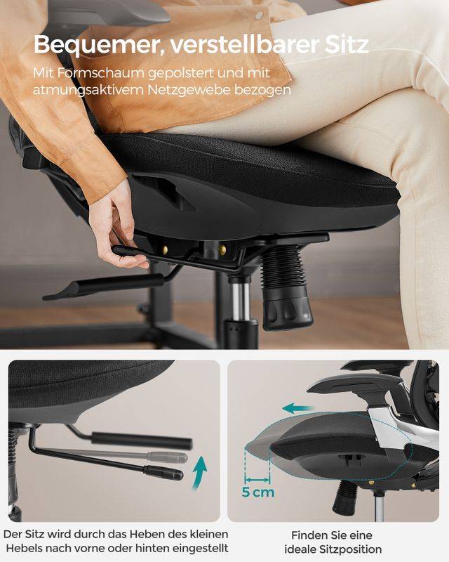 Songmics SONGMICS Schreibtischstuhl neigbare Rückenlehne tintenschwarz Top Angebot