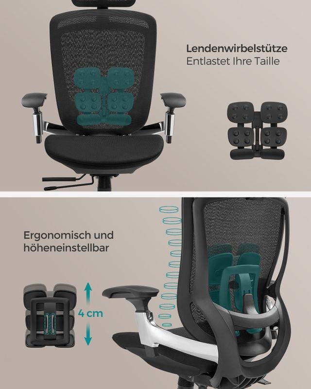Songmics SONGMICS Schreibtischstuhl neigbare Rückenlehne tintenschwarz Top Angebot