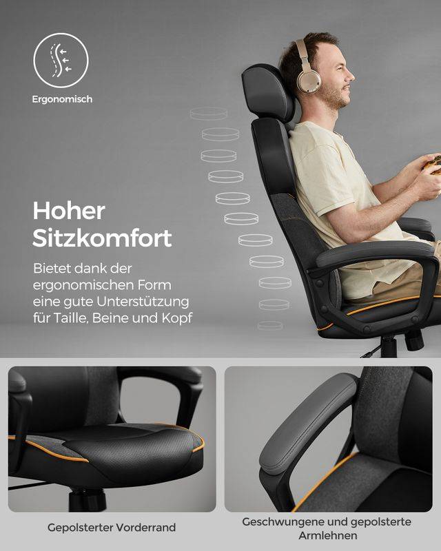 Songmics SONGMICS Gaming-Stuhl mit verstellbarer Kopfstütze Neueste Mode
