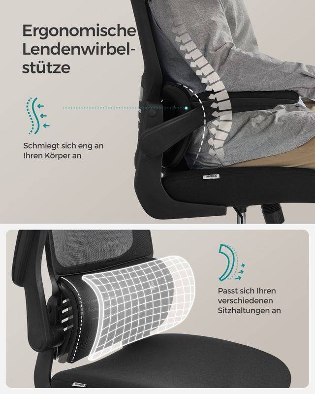 Songmics SONGMICS Bürostuhl mit Lendenwirbelstütze und verstellbarer Kopfstütze Zeitlich begrenztes Angebot