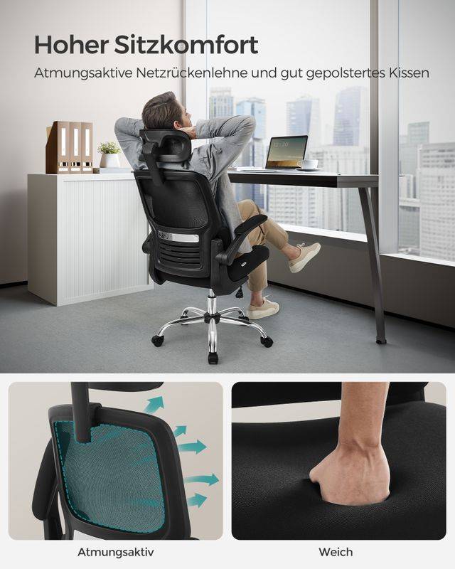 Songmics SONGMICS Bürostuhl mit Lendenwirbelstütze und verstellbarer Kopfstütze Zeitlich begrenztes Angebot