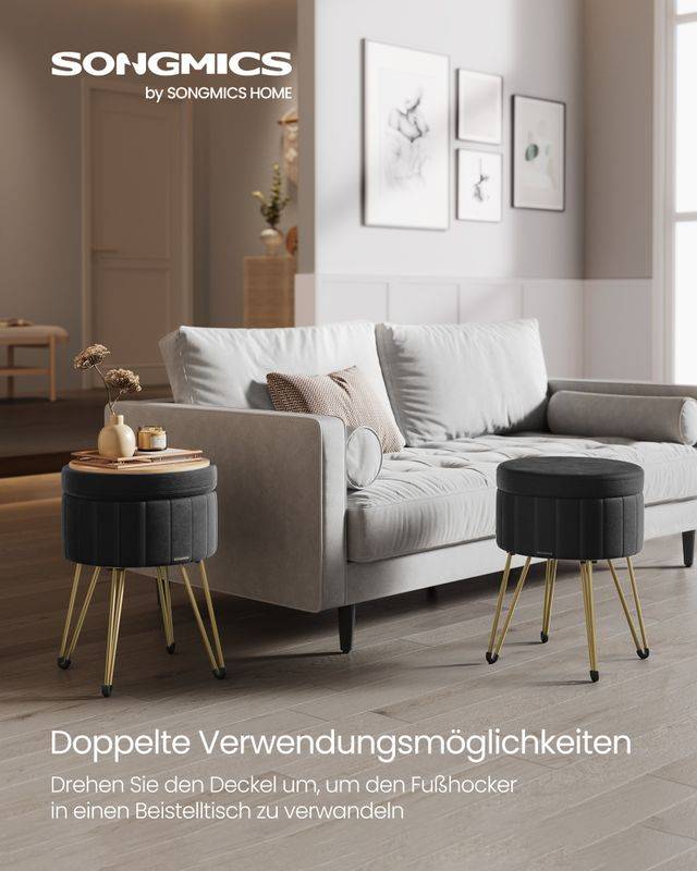 Songmics SONGMICS Sitzhocker mit Stauraum und 4 Metallbeinen tintenschwarz Kauf eins, bekomm eins gratis