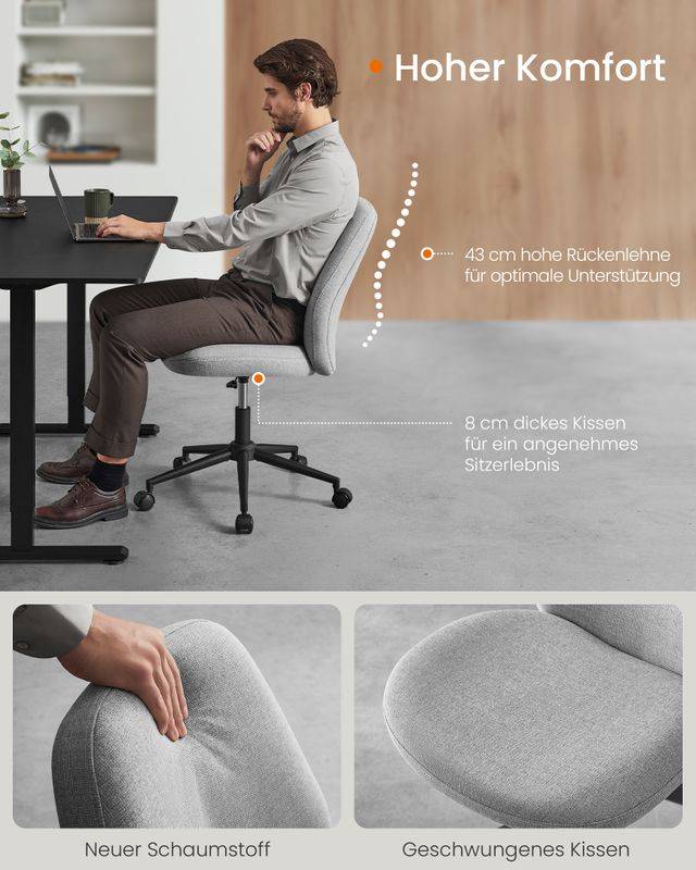 Songmics SONGMICS HOME Schreibtischstuhl mit Sitzfläche und Fußkreuz Tägliche Deals