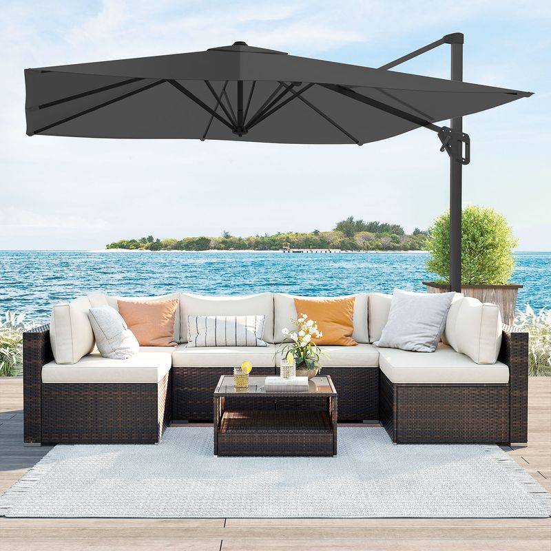 Songmics SONGMICS 360° drehbarer Sonnenschirm mit Kurbel und Ständer Fabrikpreis