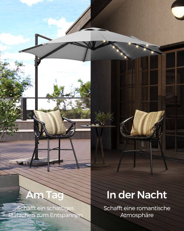 Songmics SONGMICS Ampelschirm drehbar mit Kurbel taubengrau Flash Sale