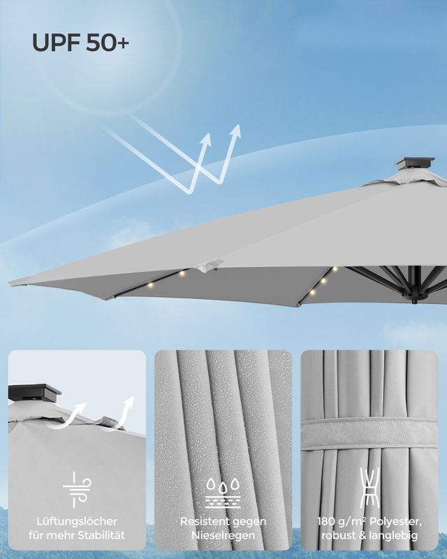 Songmics SONGMICS Ampelschirm drehbar mit Kurbel taubengrau Flash Sale