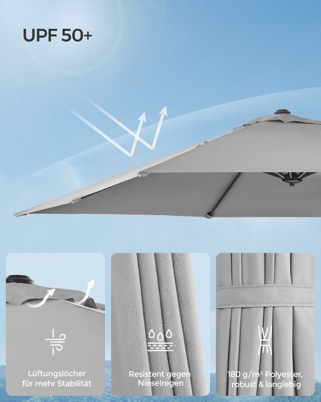 Songmics SONGMICS Sonnenschirm mit Kurbel und Kreuzfuß Begrenztes Angebot
