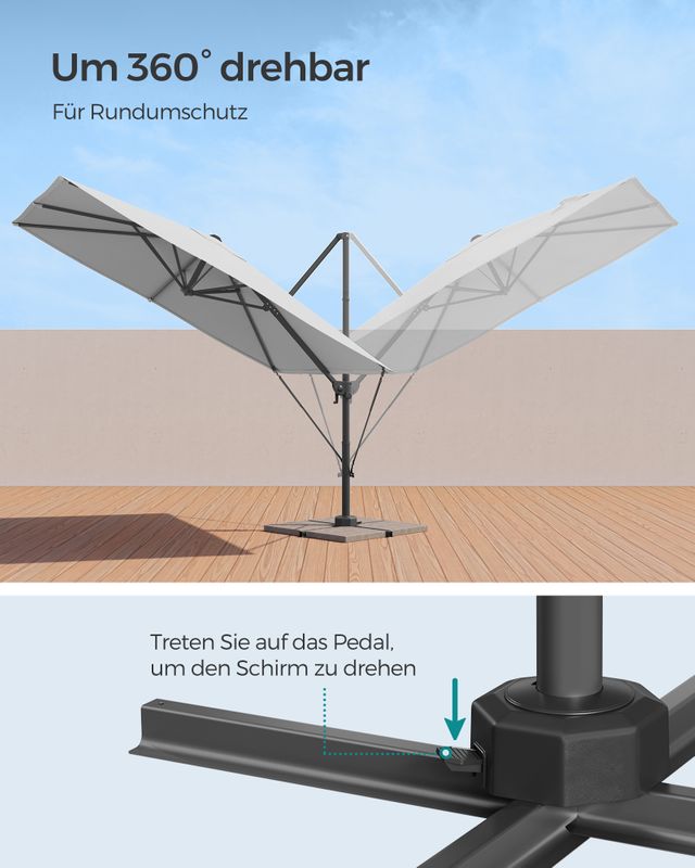 Songmics SONGMICS Sonnenschirm mit Kurbel und Kreuzfuß Begrenztes Angebot