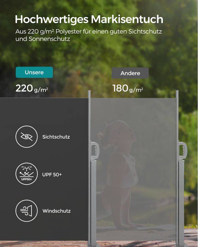 Songmics SONGMICS Seitenmarkise mit Stahl-Kasten rostbeständig und Heißer Verkauf