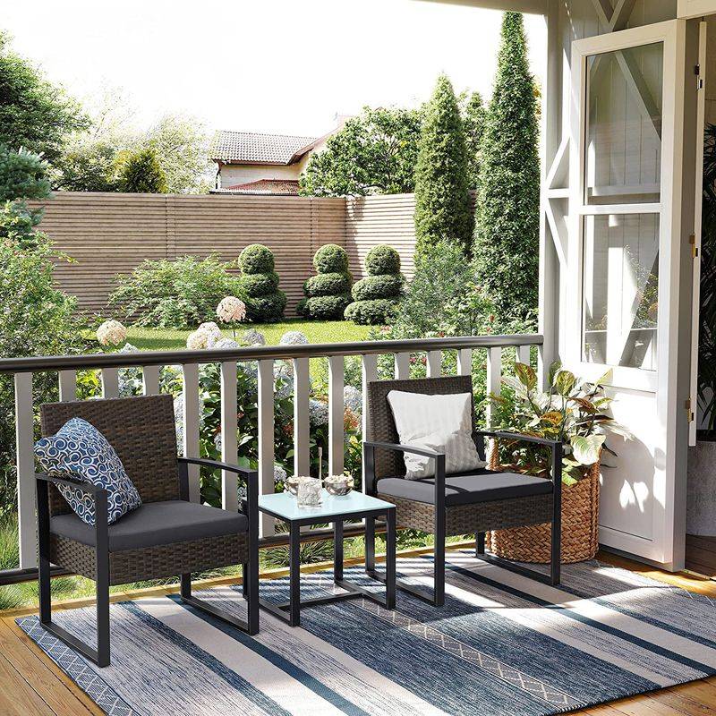 Songmics SONGMICS 3er-Set Gartenmöbel-Set aus Polyrattan Kostenlose Rückgabe