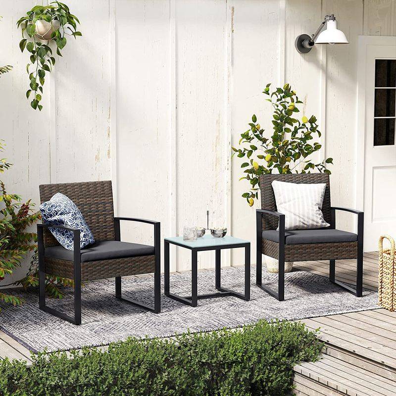 Songmics SONGMICS 3er-Set Gartenmöbel-Set aus Polyrattan Kostenlose Rückgabe