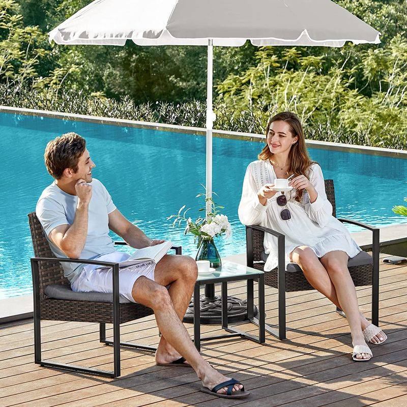 Songmics SONGMICS 3er-Set Gartenmöbel-Set aus Polyrattan Kostenlose Rückgabe