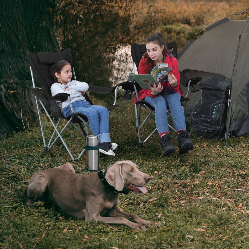 Songmics SONGMICS Campingstuhl mit Armlehnen, Kopfstütze und Getränkehaltern Zeitbegrenzte Promotion