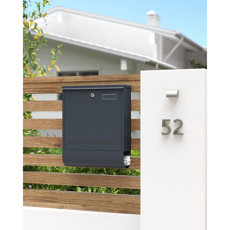 Songmics SONGMICS Briefkasten mit Zeitungsfach und Namensschild anthrazit zollfrei