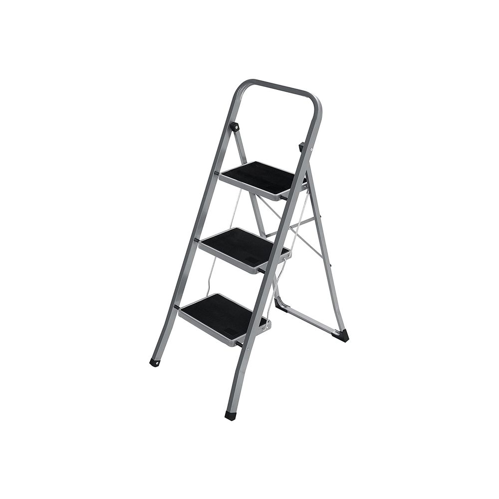 Songmics SONGMICS Trittleiter mit 3 Stufen Grau-Schwarz
