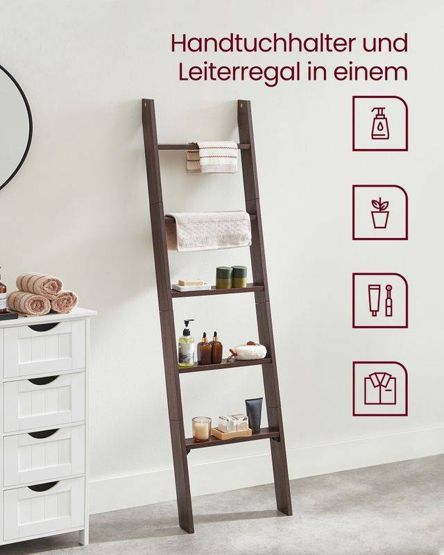 Songmics SONGMICS Handtuchhalter 5 Ebenen 43,7 x 7,8 x 160 cm vintageburgunderfarben Schlussverkauf