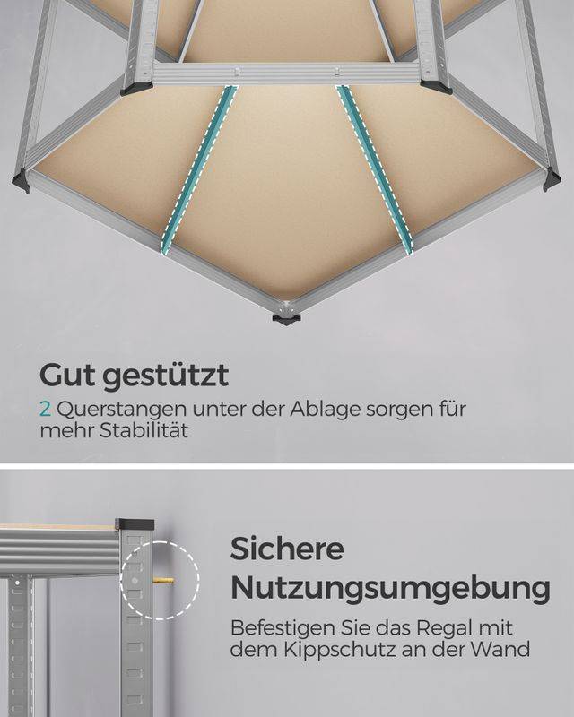Songmics SONGMICS Eckregal-Set mit 5 Ebenen bis 2625 kg belastbar Kostenloser Versand