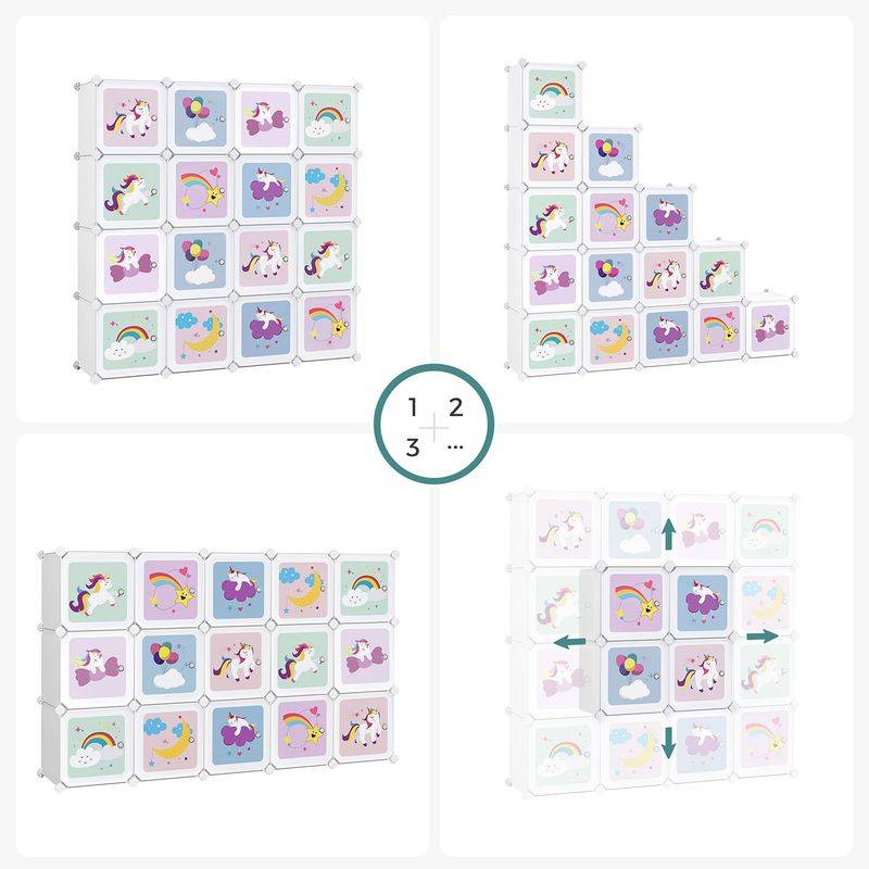 Songmics SONGMICS Regalsystem aus Kunststoff mit 16 Würfeln und Türen für Kinder Neuheiten