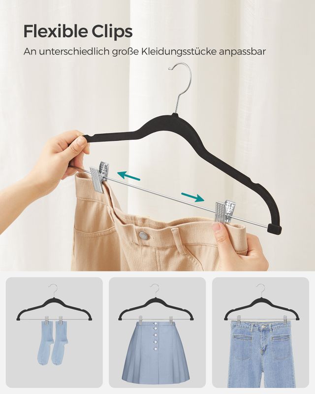 Songmics SONGMICS Kleiderbügel aus Samt mit verstellbaren Clips Super Rabatt