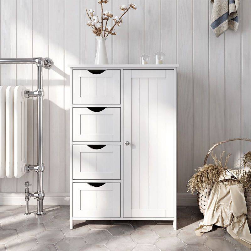 Songmics VASAGLE Badezimmerschrank mit 4 Schubladen und 1 Schrank mit verstellbarer Ablage Super Sparpreis