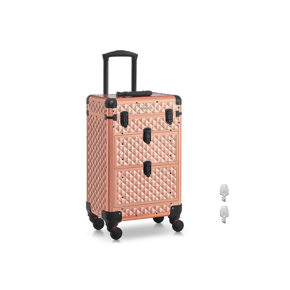 Songmics SONGMICS Kosmetikkoffer Trolley Friseurkoffer champagnergold