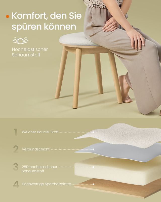 Songmics SONGMICS HOME Schminkhocker rund Boho-Stil Rabatte dieses Monats