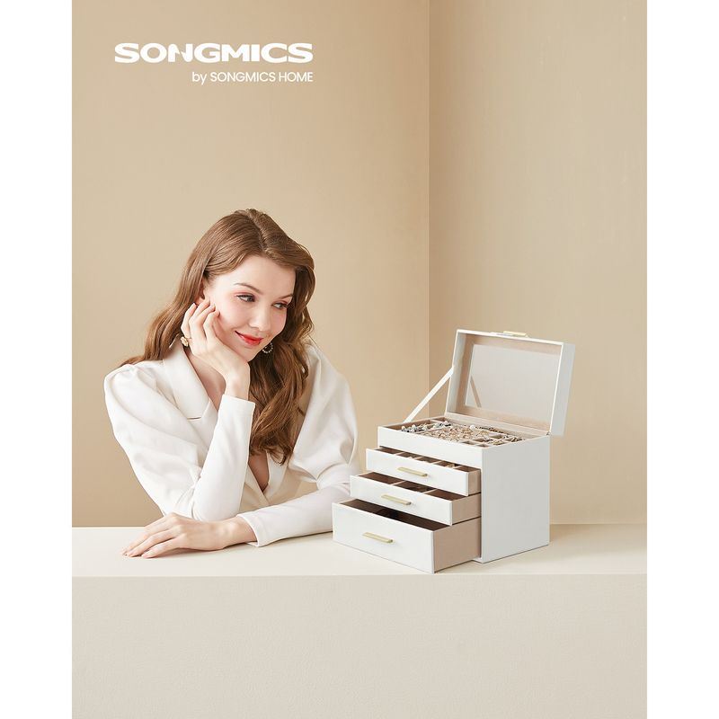 Songmics SONGMICS Schmuckkästchen 4 Ebenen mit Glasdeckel und 3 Schubladen Verkauf