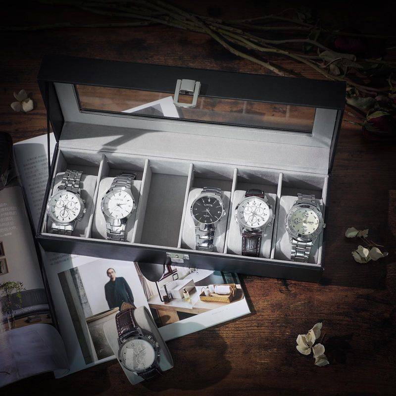 Songmics SONGMICS Uhrenbox mit Glasdeckel und Schloss Sonderangebot