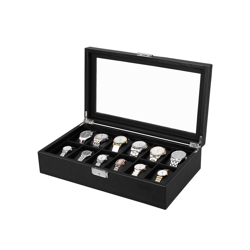 Songmics SONGMICS Uhrenbox für 12 Uhren Schwarz Großer Ausverkauf