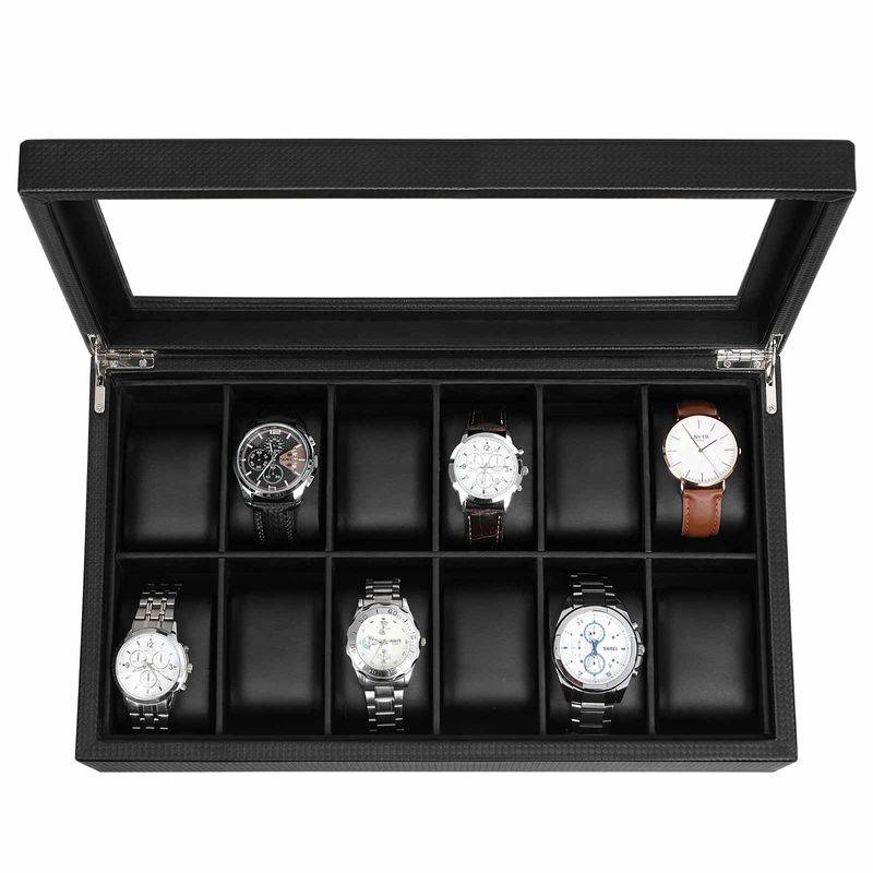 Songmics SONGMICS Uhrenbox für 12 Uhren Schwarz Großer Ausverkauf