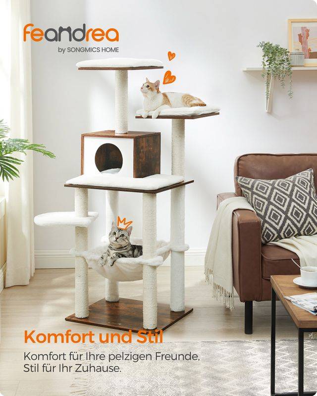 Songmics Feandrea Mehrstöckiger Kratzbaum mit Kuschelhöhle Top Angebot