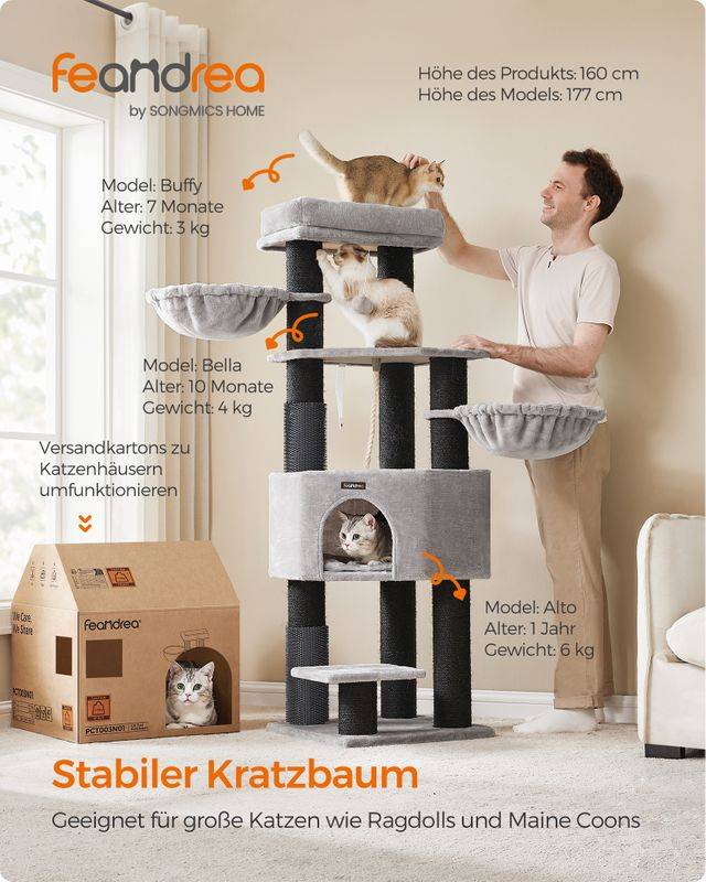 Songmics Feandrea Kratzbaum mit selbsterwärmenden Decken Neueste Mode